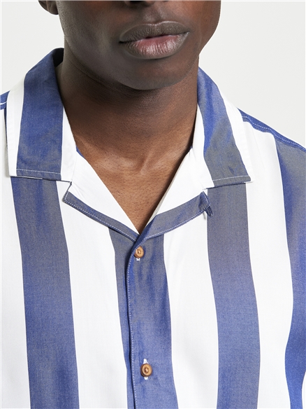 Short Sleeve Viscose Stripe Shirt