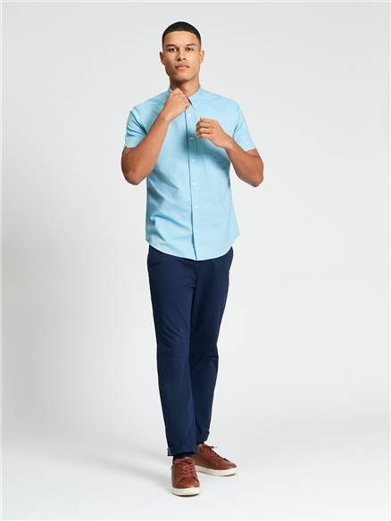 Short Sleeve Signature Oxford Shirt in Blue