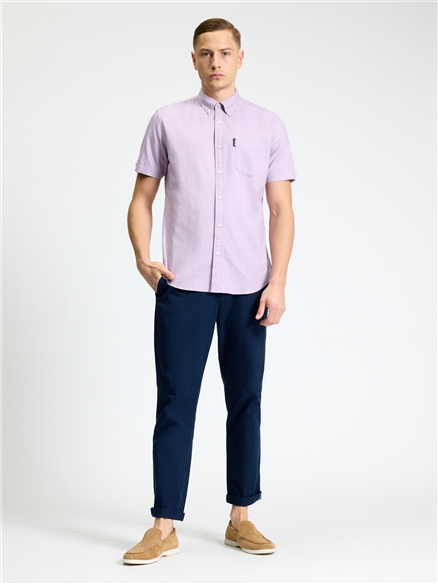 Short Sleeve Signature Oxford Shirt in Purple