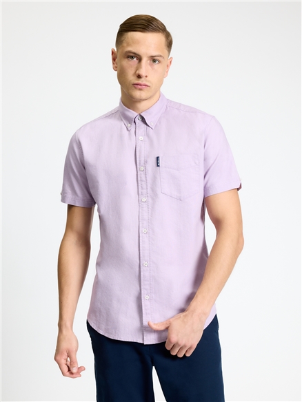 Short Sleeve Signature Oxford Shirt in Purple