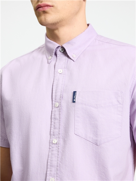 Short Sleeve Signature Oxford Shirt in Purple