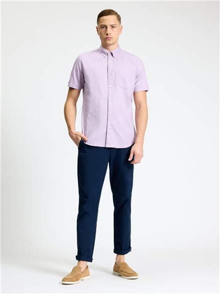 Short Sleeve Signature Oxford Shirt in Purple