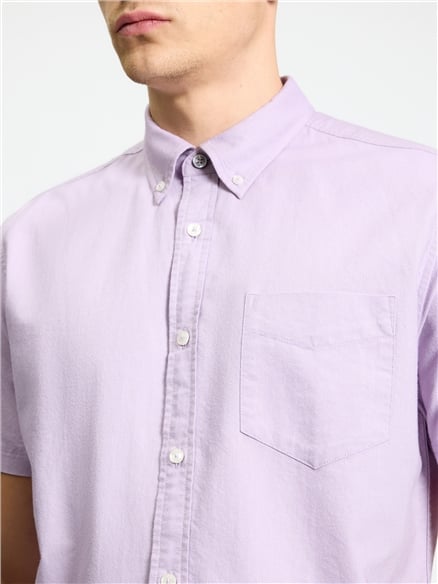 Short Sleeve Signature Oxford Shirt in Purple