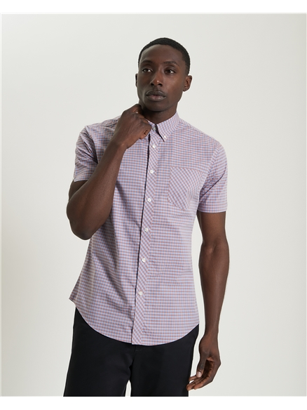 Short Sleeve Signature Gingham Shirt in Light Pink