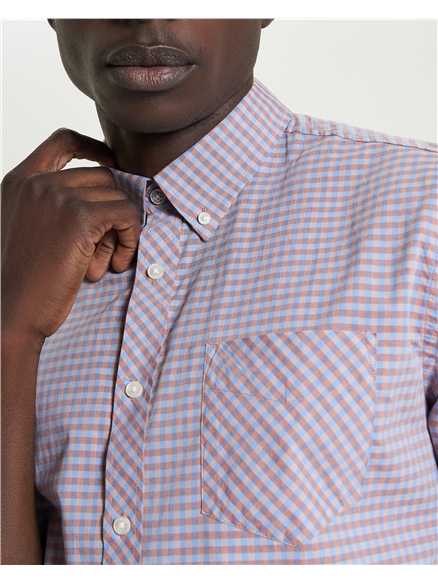 Short Sleeve Signature Gingham Shirt in Light Pink