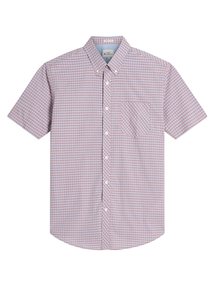 Short Sleeve Signature Gingham Shirt in Light Pink