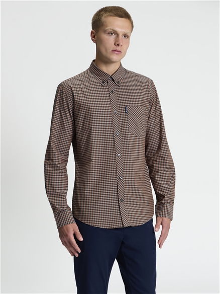 Long Sleeve Signature Gingham Shirt in Ginger