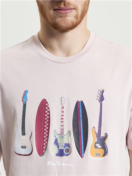 Surf N Guitars Tee in Blush Pink