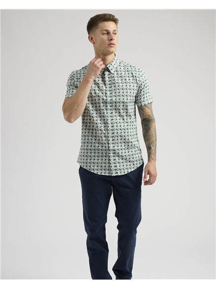 Short Sleeve Retro Geo Print Shirt