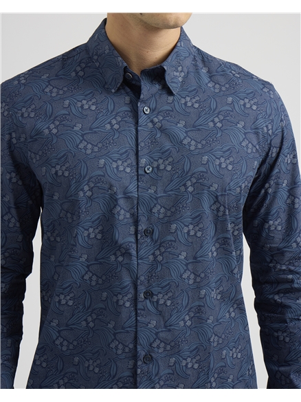  Long Sleeve Art Noveau Floral Print Shirt