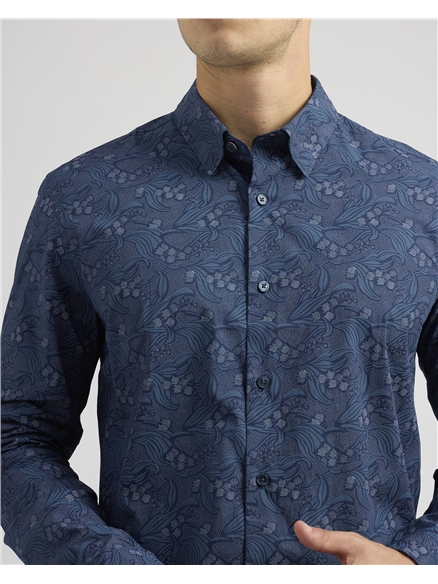  Long Sleeve Art Noveau Floral Print Shirt