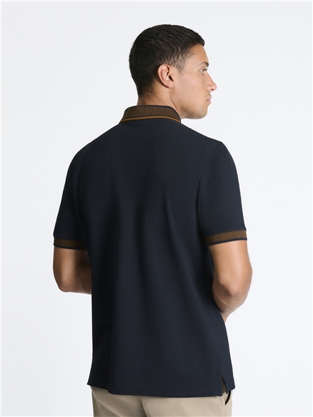 Mono Collar Interest Polo Shirt in Black