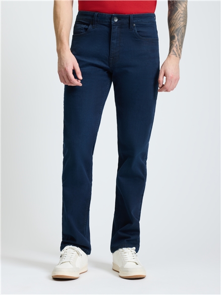 Navy Overdye Straight Fit Jean in Blue Black Denim