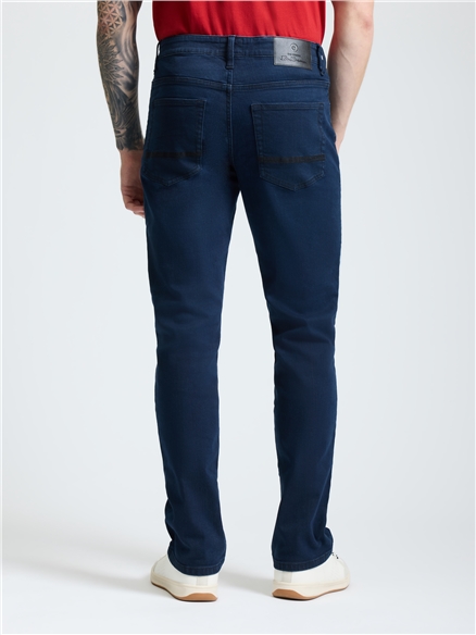 Navy Overdye Straight Fit Jean in Blue Black Denim
