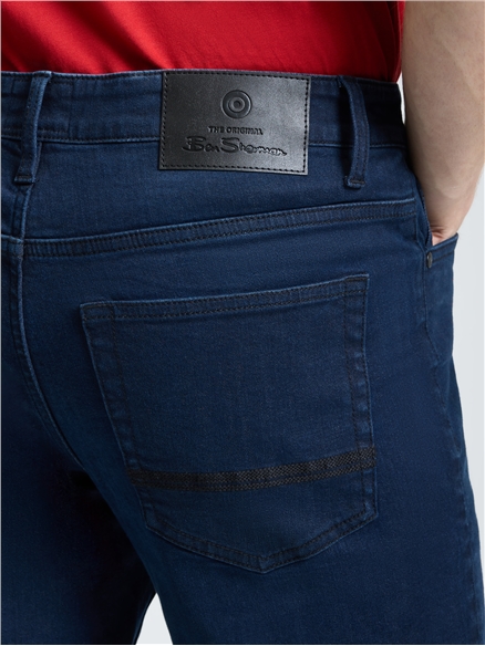 Navy Overdye Straight Fit Jean in Blue Black Denim