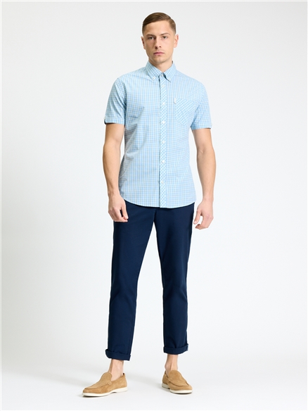 Short Sleeve House Check Shirt in Lake Blue