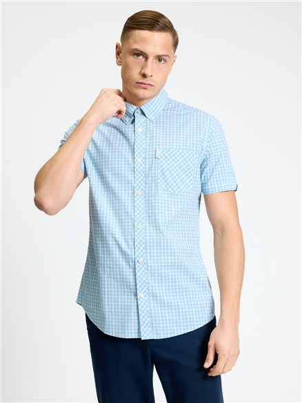 Short Sleeve House Check Shirt in Lake Blue