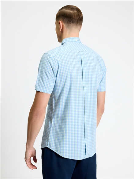 Short Sleeve House Check Shirt in Lake Blue