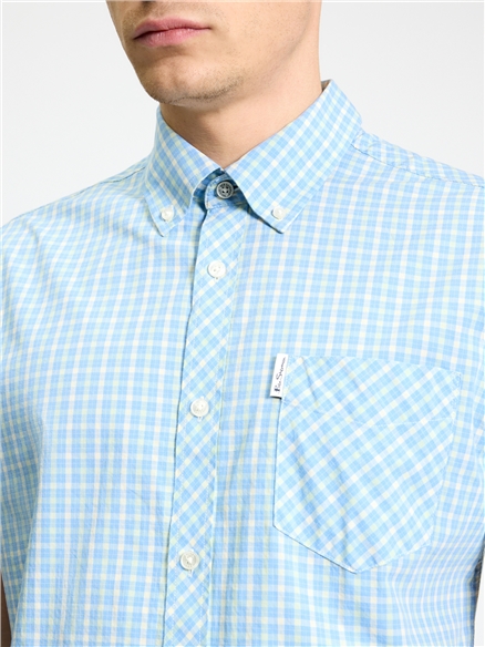 Short Sleeve House Check Shirt in Lake Blue