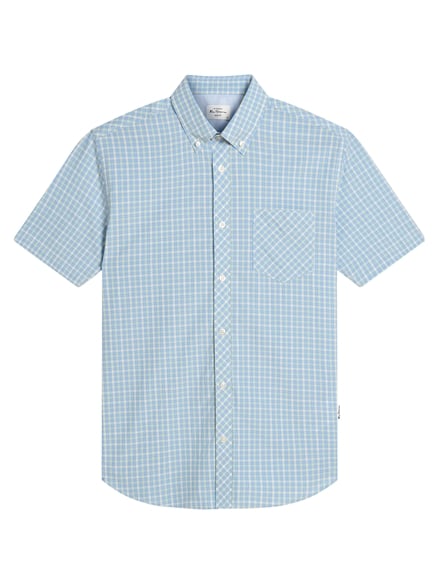 Short Sleeve House Check in Lake Blue