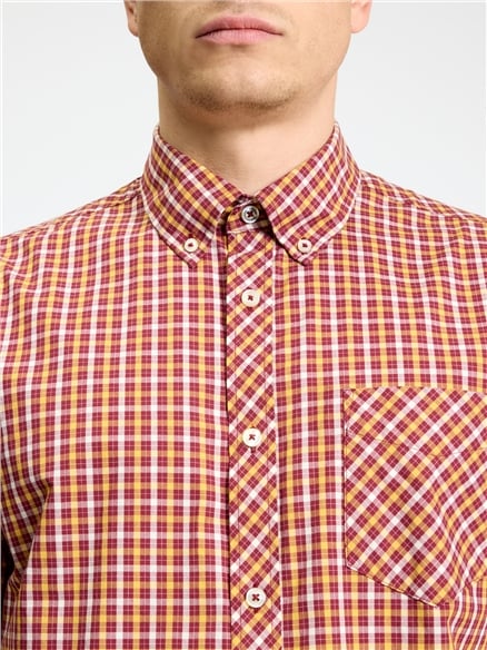 Short Sleeve House Check in Cherry