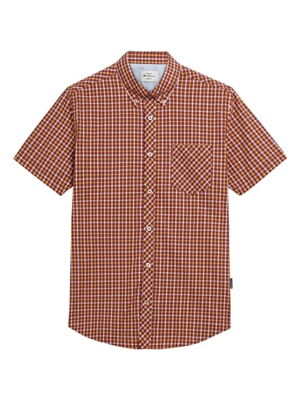 Short Sleeve House Check in Cherry