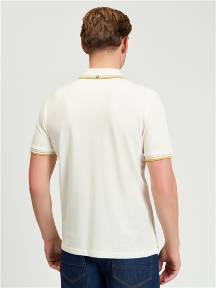 Short Sleeve Signature Pique Polo in Oyster White