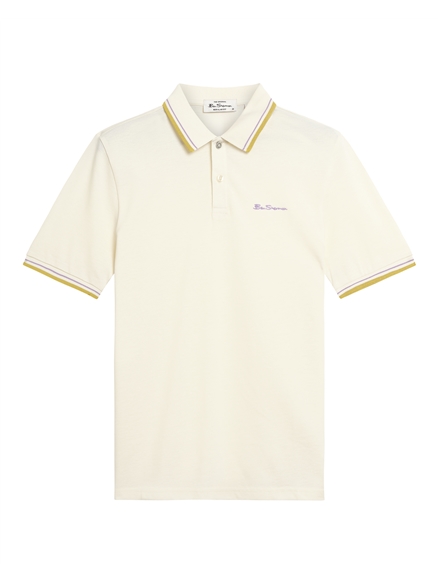 Short Sleeve Signature Pique Polo in Oyster White