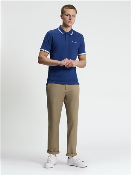 Short Sleeve Signature Pique Polo in Blueberry