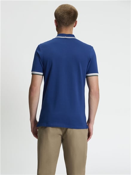 Short Sleeve Signature Pique Polo in Blueberry