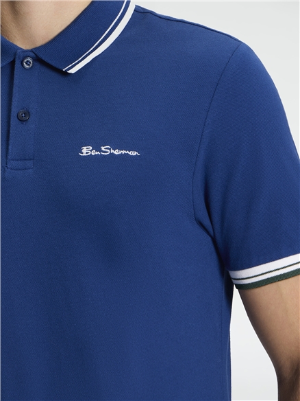 Short Sleeve Signature Pique Polo in Blueberry