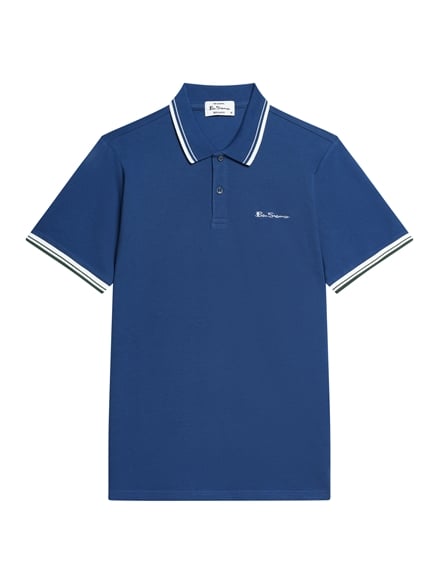 Short Sleeve Signature Pique Polo in Blueberry