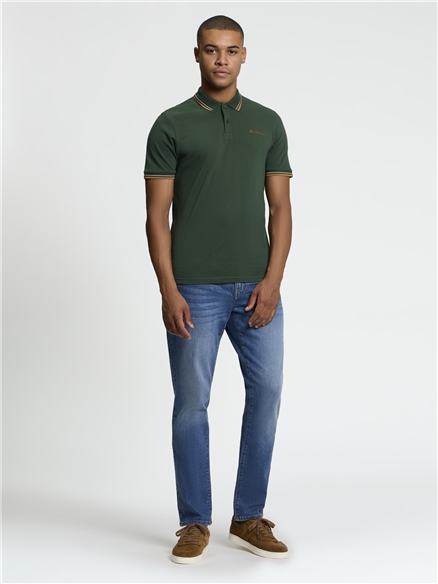 Short Sleeve Signature Pique Polo in Bottle Green