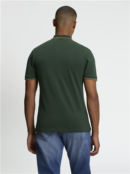 Short Sleeve Signature Pique Polo in Bottle Green