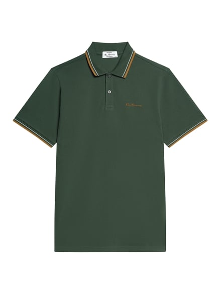 Short Sleeve Signature Pique Polo in Bottle Green