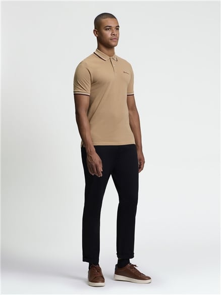 Short Sleeve Signature Pique Polo in Biscuit