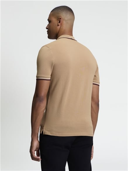 Short Sleeve Signature Pique Polo in Biscuit