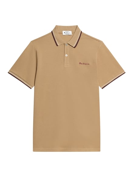 Short Sleeve Signature Pique Polo in Biscuit