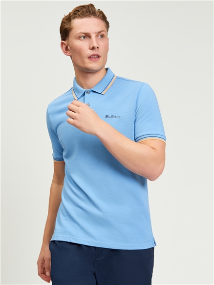 Short Sleeve Signature Pique Polo in Lake Blue