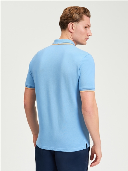 Short Sleeve Signature Pique Polo in Lake Blue