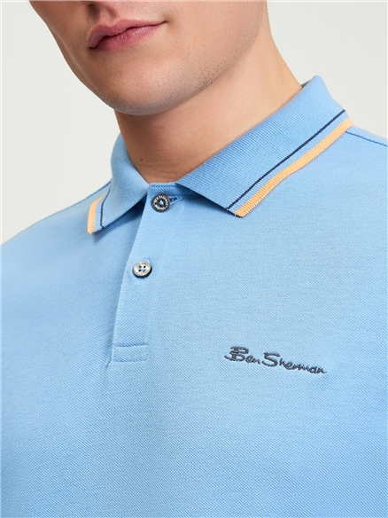 Short Sleeve Signature Pique Polo in Lake Blue