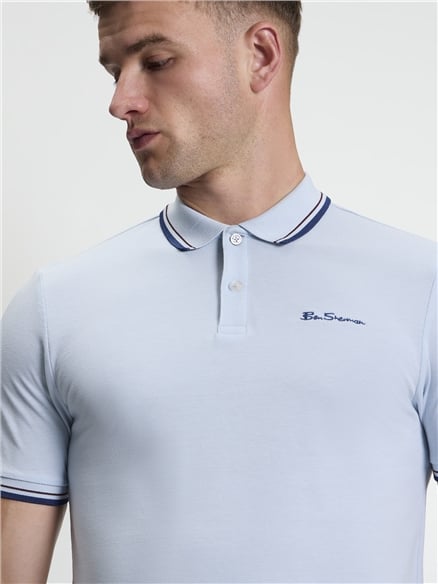 Short Sleeve Signature Pique Polo in Blue Shadow