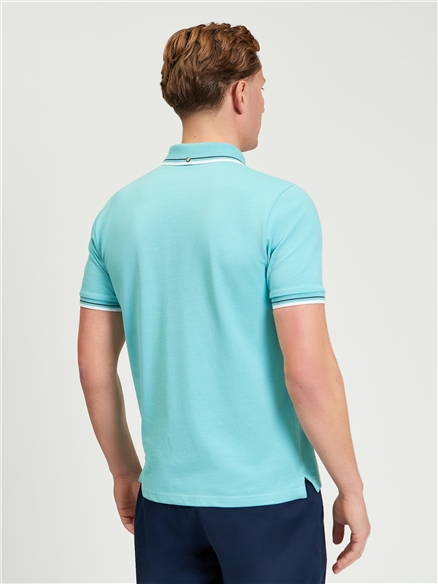 Short Sleeve Signature Pique Polo in Turquoise