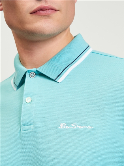 Short Sleeve Signature Pique Polo in Turquoise