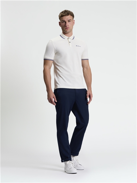 Short Sleeve Signature Pique Polo in Beige