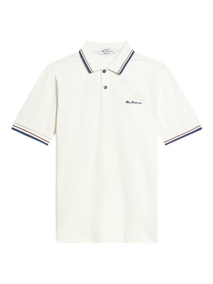 Short Sleeve Signature Pique Polo in Beige