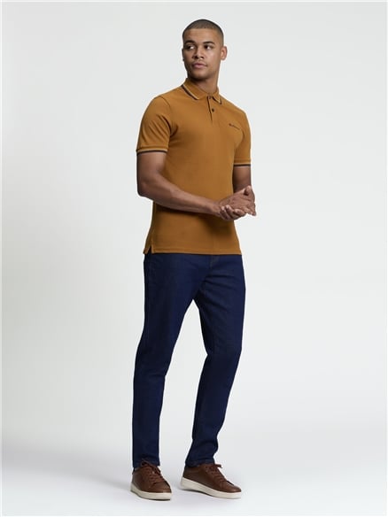 Short Sleeve Signature Pique Polo in Cinnamon