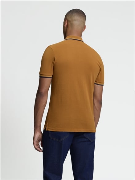 Short Sleeve Signature Pique Polo in Cinnamon