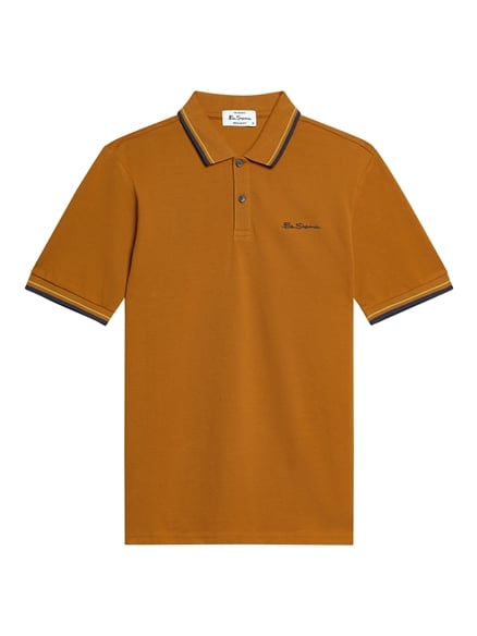 Short Sleeve Signature Pique Polo in Cinnamon