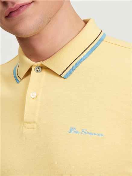 Short Sleeve Signature Pique Polo in Butterscotch